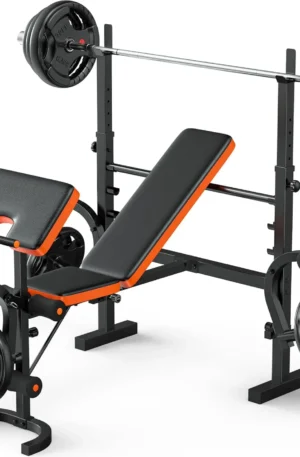 Weight Bench, 770LBS Bench Press Set with Leg Extension, 6 in 1 Olympic Weight Bench for Home Gym, Adjustable Workout Bench with