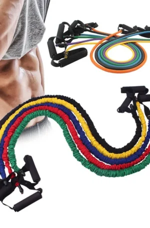 5 Levels Resistance Bands With Handles Yoga Pull Rope Elastic Fitness Exercise Tube Band For Home Gym Workouts Strength Training