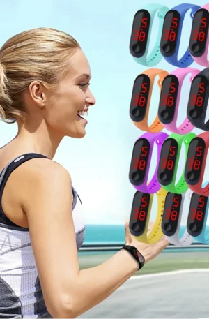 New Led Wristwatch Fitness Color Screen Smart Sport Bracelet Activity Running Tracker Heart Rate For Men Women Silicone Watch