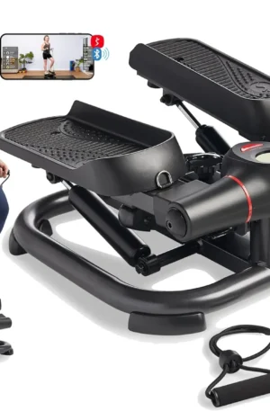 Health & Fitness 2-in-1 Premium Power Stepper with Resistance Bands, Low-Impact Cardio, Space-Saving, Height-Adjustable, with En